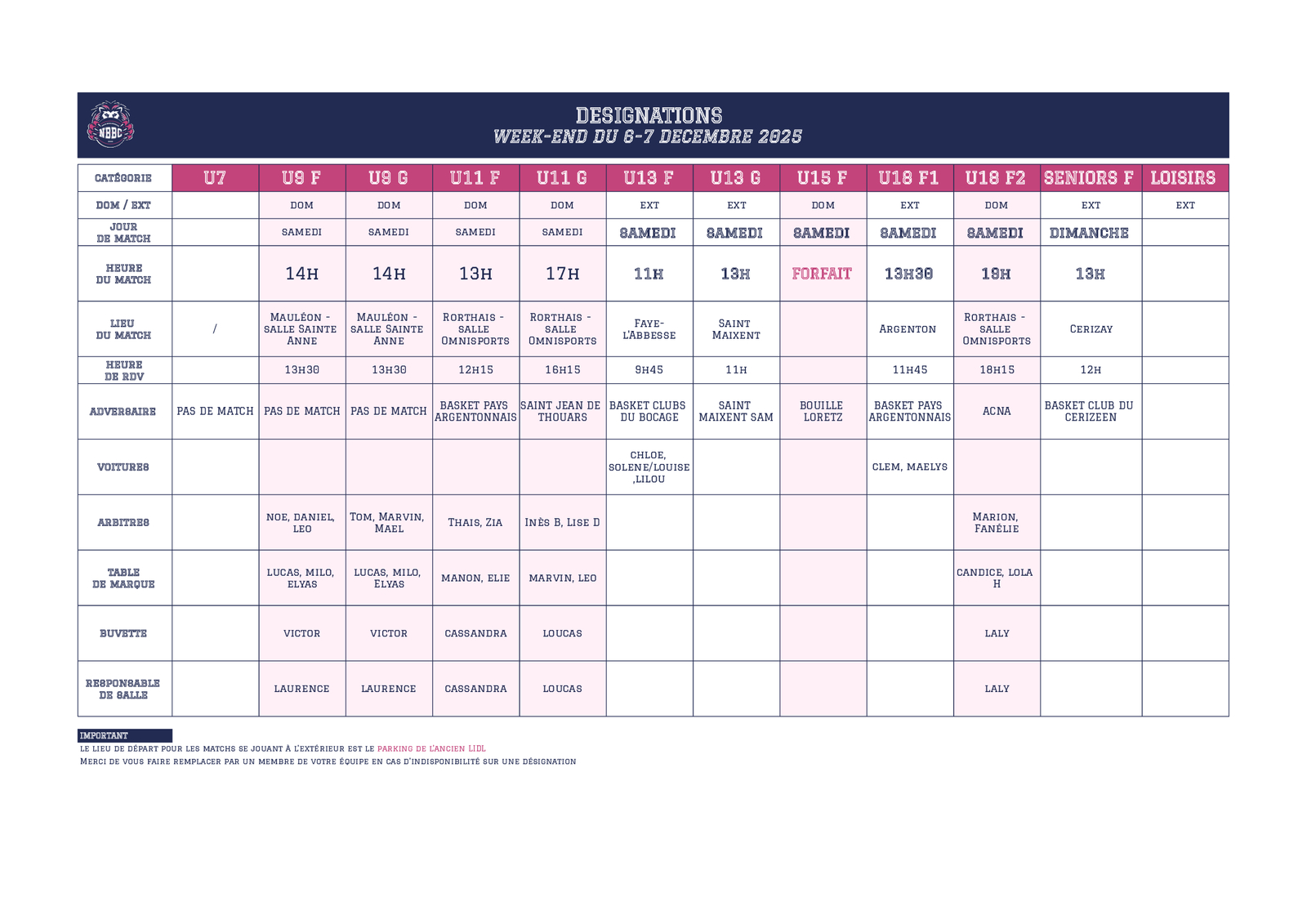 Désignation week end 6-7 décembre