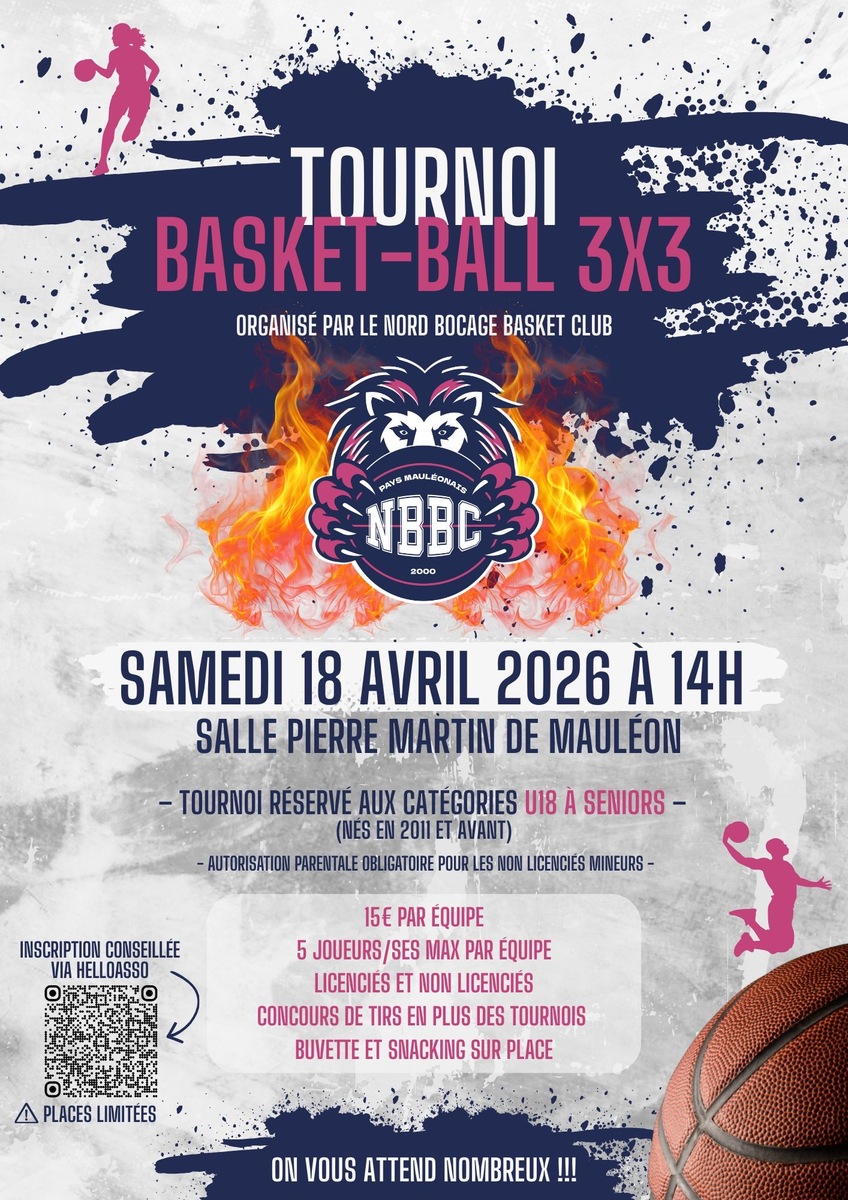 Tournoi 3x3 - Samedi 18 avril 2026 ! 🏀
