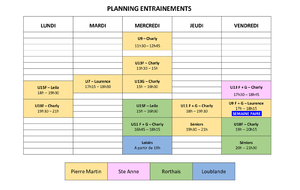 PLANNING ENTRAINEMENTS saison 2025/2026