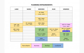 PLANNING ENTRAINEMENTS saison 2025/2026