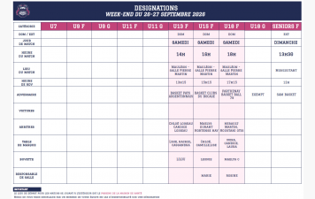 Programme du week-end - 26 / 27 Septembre 2026