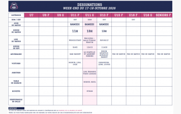 DESIGNATIONS WEEK-END - 17 OCTOBRE 2026
