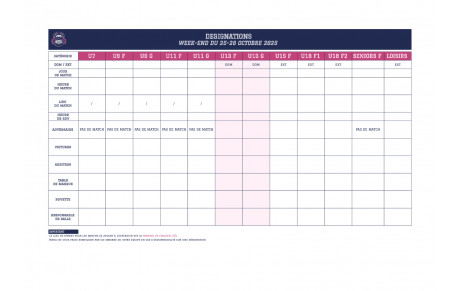 Désignations week-end du 25-26 octobre